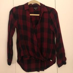 Madewell Plaid Wrap Top